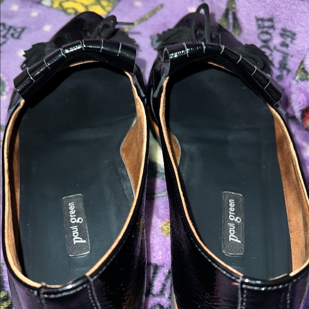 Paul Green Diana Kiltie Fringe Shiny Black Tassel Loafers Size 10 - Picture 7 of 8
